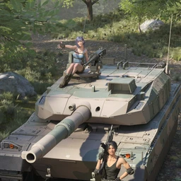 Type-10 Japanese Battle Tank and Forest Environment
