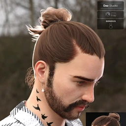 Yvanovich Bun Hair and Beard for Genesis 8 Male(s)