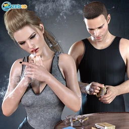 Z Cigarette Break Props and Poses for Genesis 8