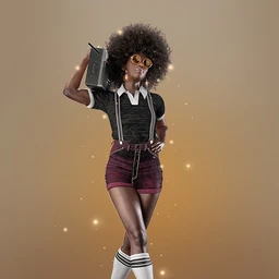 AJC Boogie Roller Girl Outfit and Boombox for Genesis 8 and 8.1 Females