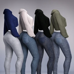 dForce Crop Sweater and Jeans Outfit Textures