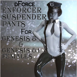 dForce Enforcer Suspender Pants for Genesis 8 and 8.1 Females