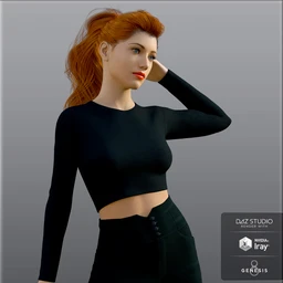 H&C High Waist Pants Outfit for Genesis 8 Female(s)