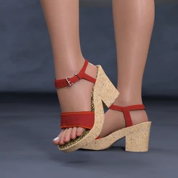 Heeled Cork Sandals for Genesis 8 Female(s)