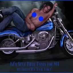 Hz’s sexy biker poses for M4 & pretty3D’s Road Eagle