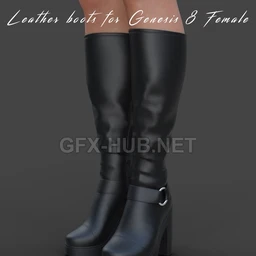 Leather boots for Genesis 8 Female