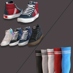 AJC Pro Skate Sneakers and Socks for Genesis 8 and 8.1 Females