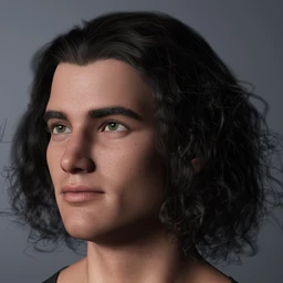 Curly Swept Style Hair for Genesis 8 and Genesis 8.1 Males