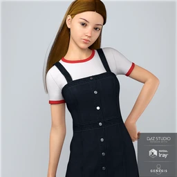 dForce HnC Denim Mini Dress Outfit for Genesis 8 Females