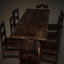 Jacobean English Dining Table Set