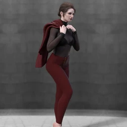 Jean Pants with Sheer Top and Jacket