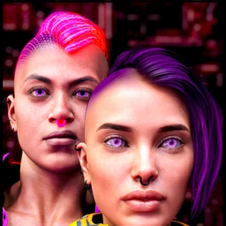 M3D CyberPunk Hair, Eye and Earrings for Genesis 8 and 8.1 Females