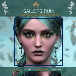Sailors Ruin Mermaid-Inspired Geoshell Makeup for Genesis 3 and 8 Female