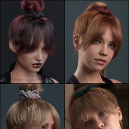 4-in-1 Buns and Ponytail Hair for Genesis 8 and 8.1 Females
