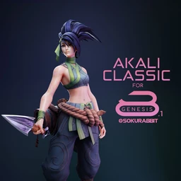 Akali The Rogue Assassin For Genesis 8 and 8.1 Female