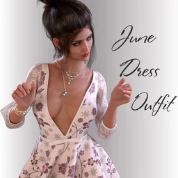 dForce June Holiday Dress Outfit for Genesis 8 Female(s)