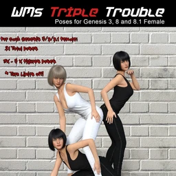WMs Triple Trouble – Poses for Genesis 3, 8 and 8.1 Female