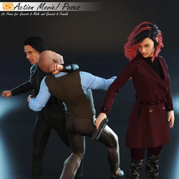 Action Movie! – Poses for Genesis 8 Male and Genesis 8 Female