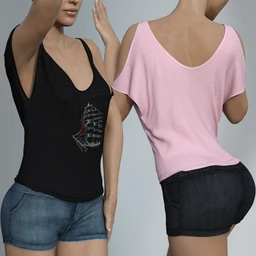 dForce VFashion Cold Shoulder Shirt and Shorts for Genesis 8 Female(s)