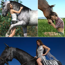 Horse and Rider Poses and Dress for Genesis 8
