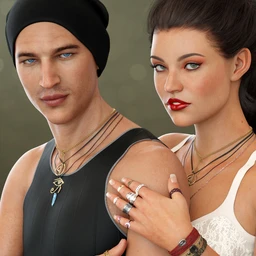 Unisex Jewelry for Genesis 8 Male(s) & Female(s)