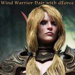 Wind Warrior Hair with dForce for Genesis 8 Female(s)