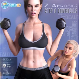 Z Aerobics Step & Dumbbells Props and Poses for Genesis 3 and 8