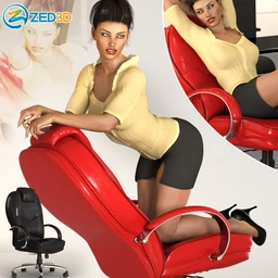Z Morphing Leather Office Chair & Poses for Genesis 3 and 8