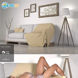 Z Relaxed at Home – Indoor Environment with Poses for Genesis 3 and 8