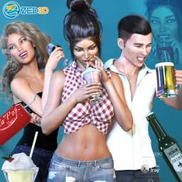 Z Up For Drinks Props and Poses for Genesis 8