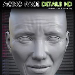Aging Face Details HD for Genesis 3 and 8 Female(s)