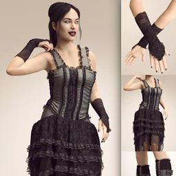 dForce Victorian Goth Outfit for Genesis 8 Female(s)
