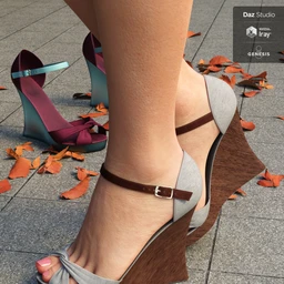 Kiru Wedge High Heels for Genesis 3 and 8 female(s)