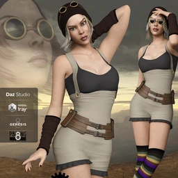 Steampunk Playsuit Outfit Set for Genesis 8 Female(s)