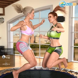 Z iBounce Trampoline Prop and Poses for Genesis 3 and 8