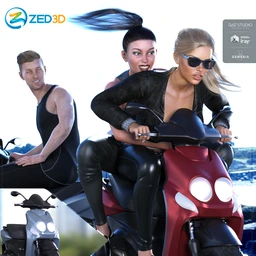 Z Scooter Fun and Poses for Genesis 3 and 8