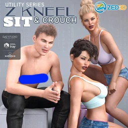 Z Utility Kneel Sit Crouch Poses for Genesis 3 and 8