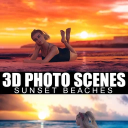 3D Photo Scenes – Sunset Beaches