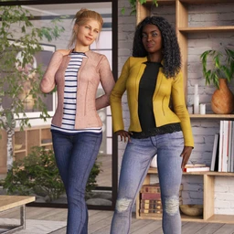 Blazer and Skinny Jeans Outfit Textures