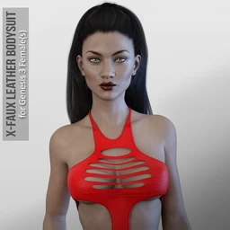 X-Faux Leather Bodysuit for Genesis 3 Female(s)