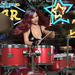 Z Drum Kit and Poses for Genesis 3 and 8