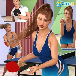 Z Ping Pong Fun Props and Poses for Genesis 3 and 8