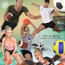 Z Utility Series – Ball Sports – Props, Poses and Partials for Genesis 3 and 8