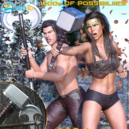 Z Weapons of the Gods and Poses for Genesis 3 and 8