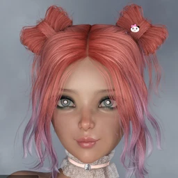 Asuka – Space Buns Hair for Genesis 3 and 8 Female(s)
