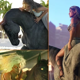 Countryside Horseback Riding Poses for Genesis 8 Female and DAZ Horse 2