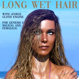 Long Wet Hair with dForce for Genesis 8