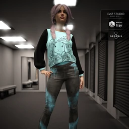 Misty Kawaii Goth Textures for dForce Misty Pastel Goth Outfit