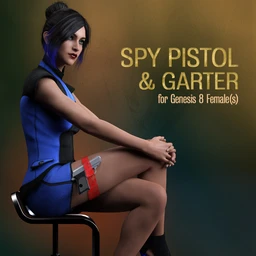 Spy Pistol and Garter for Genesis 8 Female