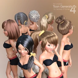 Toon Generations 4 Hair for Genesis 8 Female(s)